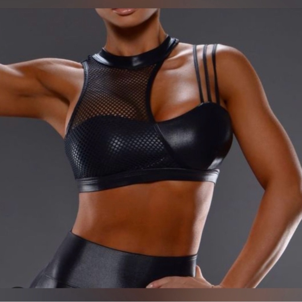 Bombshell Sportswear Gloss sexy bra Black Mesh Rare OG Small